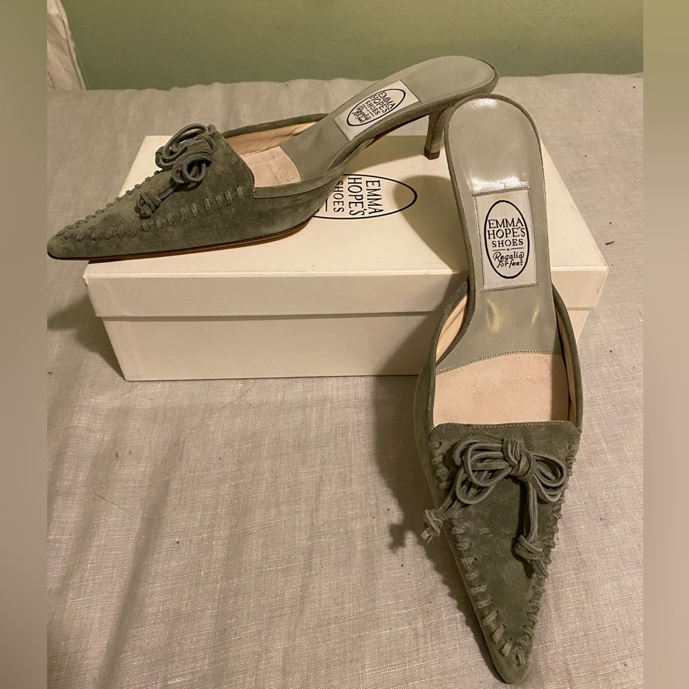Emma Hope Green Suede Mules Size 41